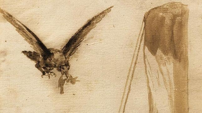 El dibujo, titulado «El ladrón de nidos», del pintor español Francisco de Goya. EFE