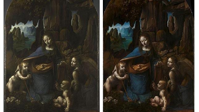 Fotografías del cuadro, antes y después de la restauración. EFE