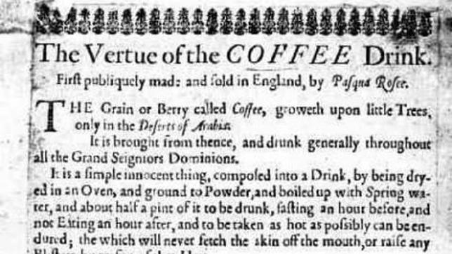 El café, «la invención amarga de Satanás» que se publicitaba ya en 1652