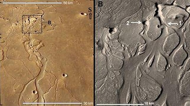 Descubren una red de cavernas subterráneas en Marte