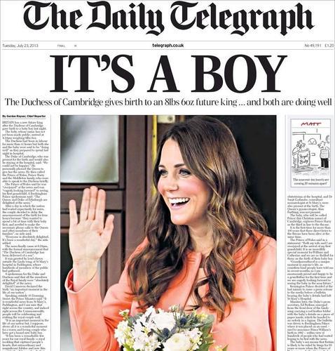 El nacimiento del primer hijo de los Duques de Cambridge, en las portadas