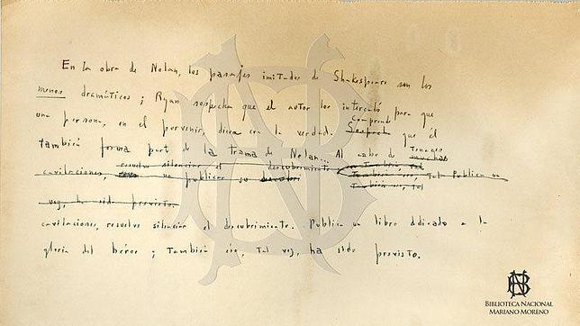 Hallan un manuscrito inédito de Borges con el final alternativo de un cuento