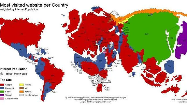 Las páginas webs más visitadas del mundo, país por país