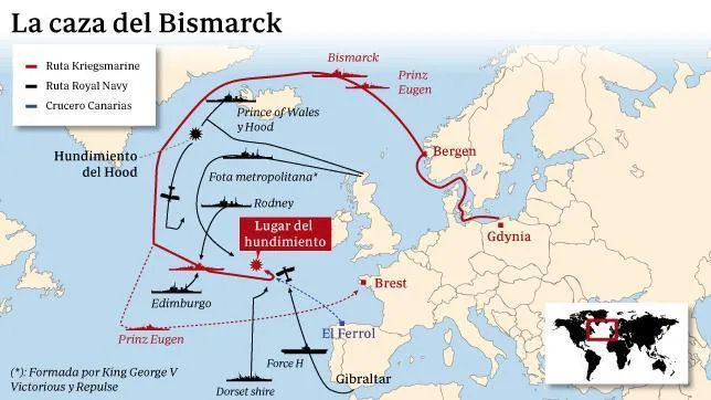 El día que España intentó rescatar al acorazado nazi «Bismarck»