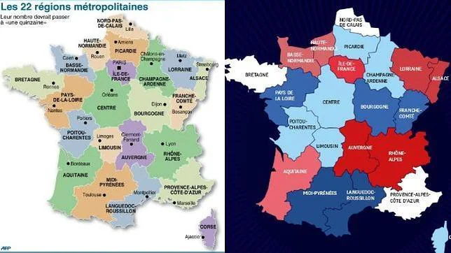 Hollande decide reducir de 22 a 14 el número de regiones de Francia