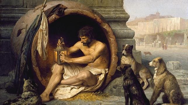 «Diogenes sentado en su tinaja», cuadro de Jean-Léon Gérôme (1860).