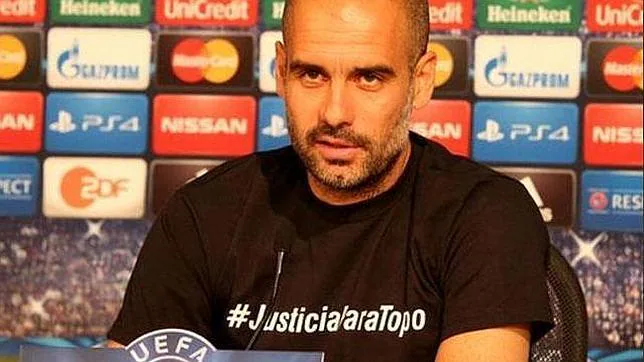 Guardiola sorprende con su camiseta de #JusticiaparaTopo