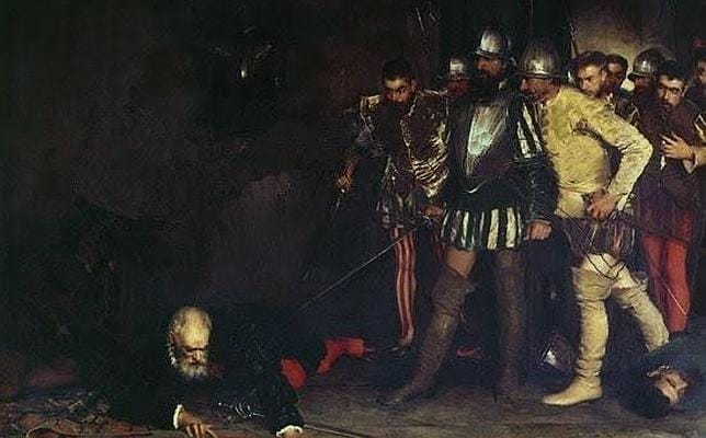 Francisco Pizarro trata de defenderse del ataque de los seguidores de Almagro