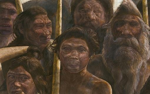 Representación de los humanos de la Sima de los Huesos, en el yacimiento de Atapuerca