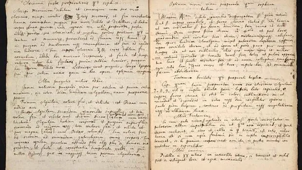 El manuscrito escrito por Newton