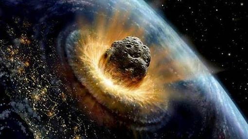 Recreación del impacto de un asteroide contra la Tierra