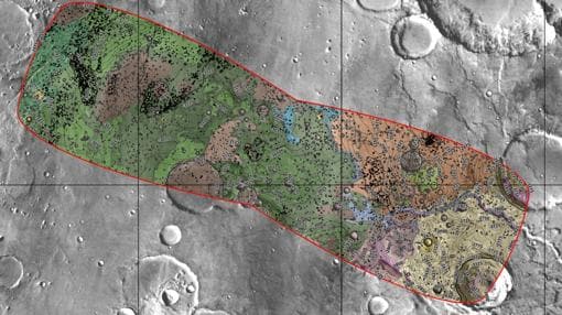 Mapa del terreno de Oxia Planum