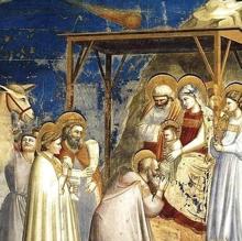 El cuadro «Adoración de los Reyes Magos», pintado por Giotto. El cometa, en la parte superior