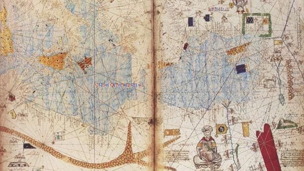 Detalle del mapamundi elaborado hacia 1375 y atribuido al judío mallorquín Abraham Cresques
