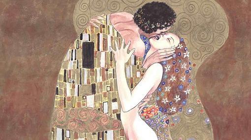 Fragmento de esta versión en cómic de «El beso», de Klimt