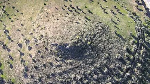 Vista aérea de la zona de los dólmenes de Antequera