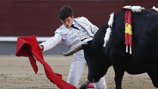 José Garrido comenzó de rodillas su faena de la ceremonia al toro de Alcurrucén