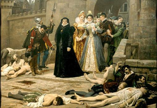 Catalina de Medicis contempla la matanza en París