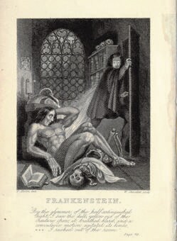 Ilustración de la pirmera edición de Frankenstein (1818)