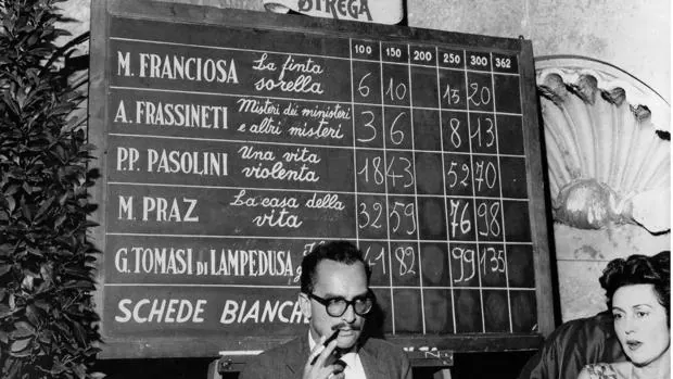 Giangiacomo Feltrinelli durante la entrega de los Premios Strega en 1959, edición que ganó Lampedusa por «El gatopardo»