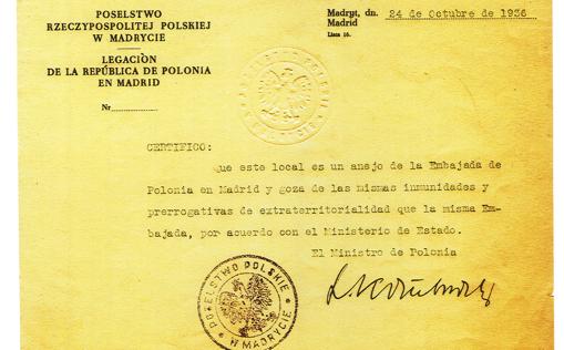 El documento, firmado por el Gobierno polaco, que garantizaba la inmunidad del edificio