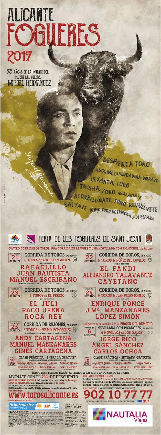 La Feria de Alicante llama «al toro de España» de Miguel Hernández