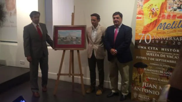 Juan Mora, Antonio Ferrera y Francisco Díaz, en la presentación del cartel de Melilla en Las Ventas