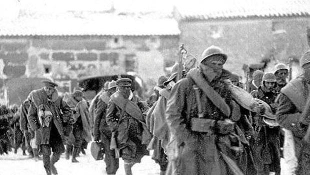 Brigadistas internacionales llegando a Teruel, en cuya batalla tuvieron un papel destacado