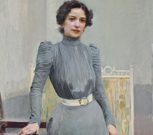«Clotilde con traje gris» (1900), de Joaquín Sorolla. Detalle