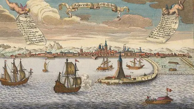El puerto de Barcelona, en un grabado de Joseph Friedrich Leopold realizado alrededor de 1720