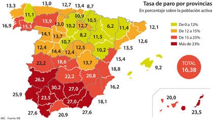 Las peores y mejores provincias para encontrar trabajo en España