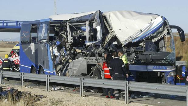 Autobús siniestrado en el accidente de este pasado lunes en Soria