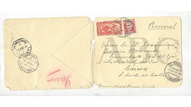 Carta del padre de Franco a su hijo en plena Guerra Civil, documento que ABC desvela