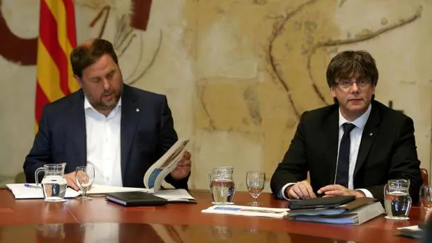 Junqueras y Puigdemont, en la reunión del ejecutivo autonómico de esta semana