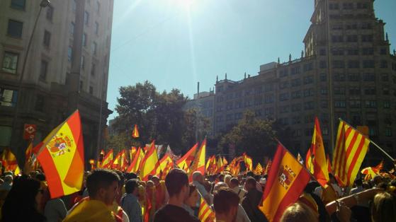 En una pancarta puede leerse "38% is not Catalonia"