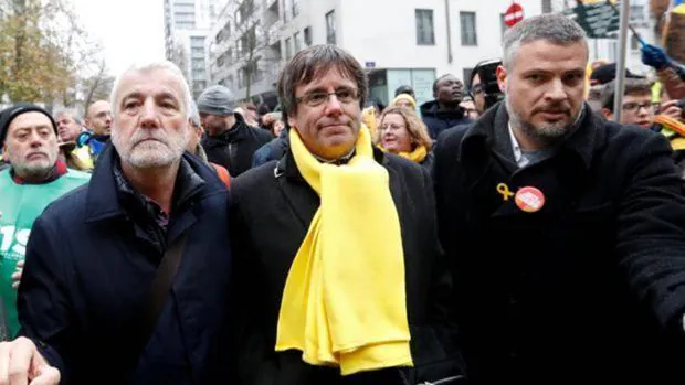 Puigdemont en la manifestación independentista de Bruselas