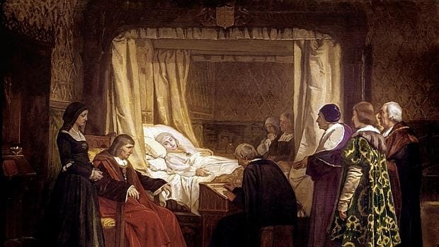 «Doña Isabel la Católica dictando su testamento», pintura de Eduardo Rosales