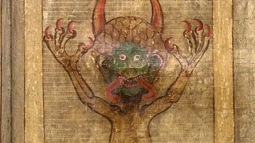 Imagen del demonio en una de las páginas del «Codex Gigas»
