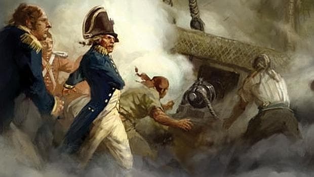 Nelson, combatiendo en Trafalgar