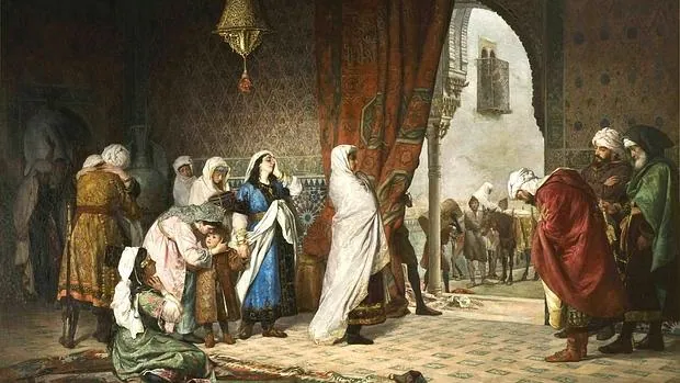 La reina Aixa en la Â«Salida de la familia de Boabdil de la AlhambraÂ» (1880)