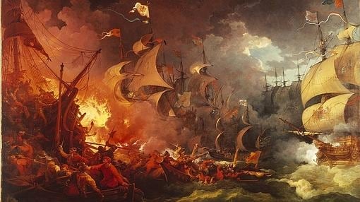 Derrota de la armada invencible, pintura de Philippe-Jacques de Loutherbourg
