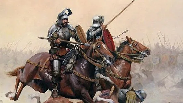 Una de las ilustraciones incluidas en «Los Invencibles de América» sobre la batalla de Otumba