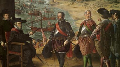 Representación del gobernador de Cádiz dando instrucciones a sus subordinados para organizar la defensa de la ciudad