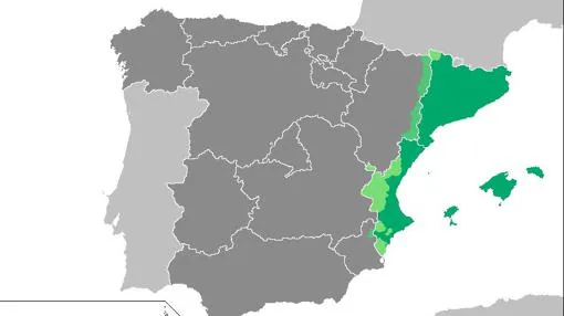 Territorios reivindicados como Países Catalanes por ser poblados por catalanoparlantes