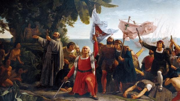 Llegada de Cristóbal Colón a América, por Dióscoro Puebla, 1862