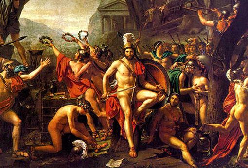 Guerreros espartanos en la batalla de las Termópilas