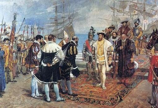 Desembarco de Francisco I en el puerto de Valencia. Óleo realizado en 1876 por Ignacio Pinazo