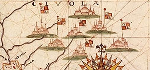 Fragmento del mapa de las siete ciudades de oro de Cibola