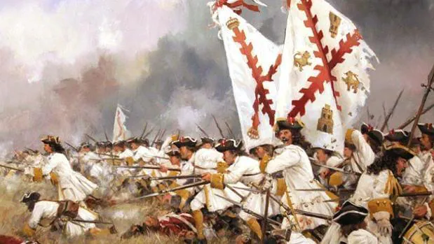 Regimiento Asturias, pintura de Augusto Ferrer Dalmau | Vídeo: Iglesias y la Cruz de Borgoña