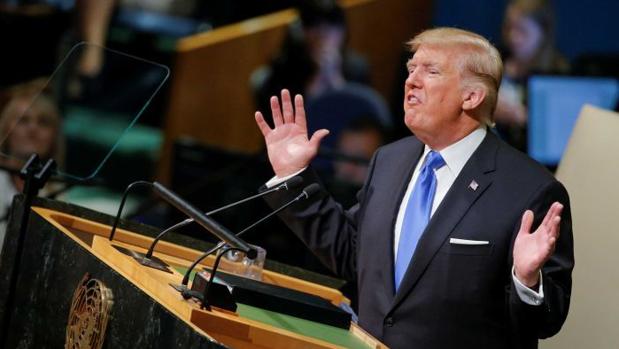 Trump durante su primera intervención ante la Asamblea General de la ONU